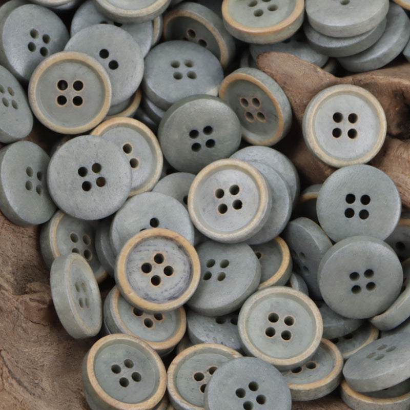11.5mm Burnt Natural Bovine Bone Buttons for Spring Linen Shirts 10pcs Cyan