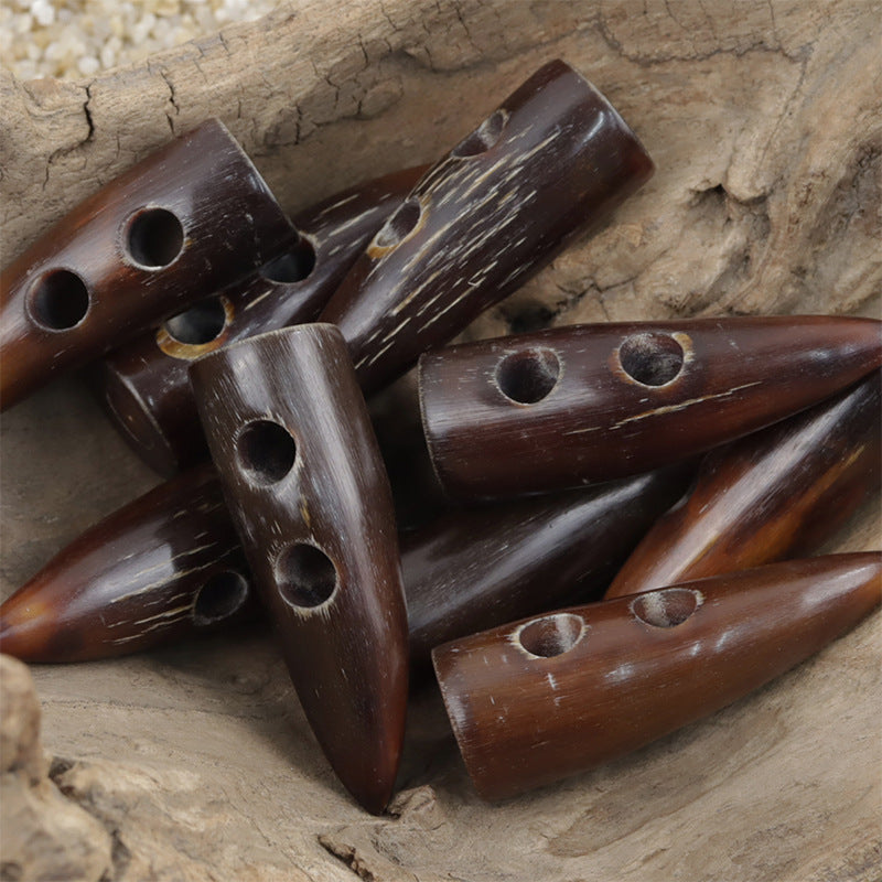 50mm Light Brown Natural Horn Toggle Buttons for Wool Coats 10pcs