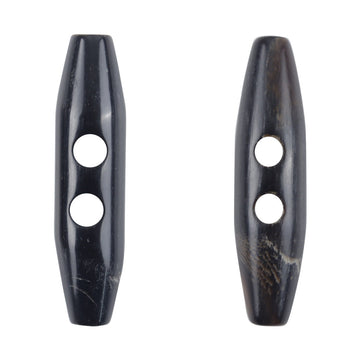 50mm Two-Hole Black and Brown Natural Horn Toggle Buttons 5pcs