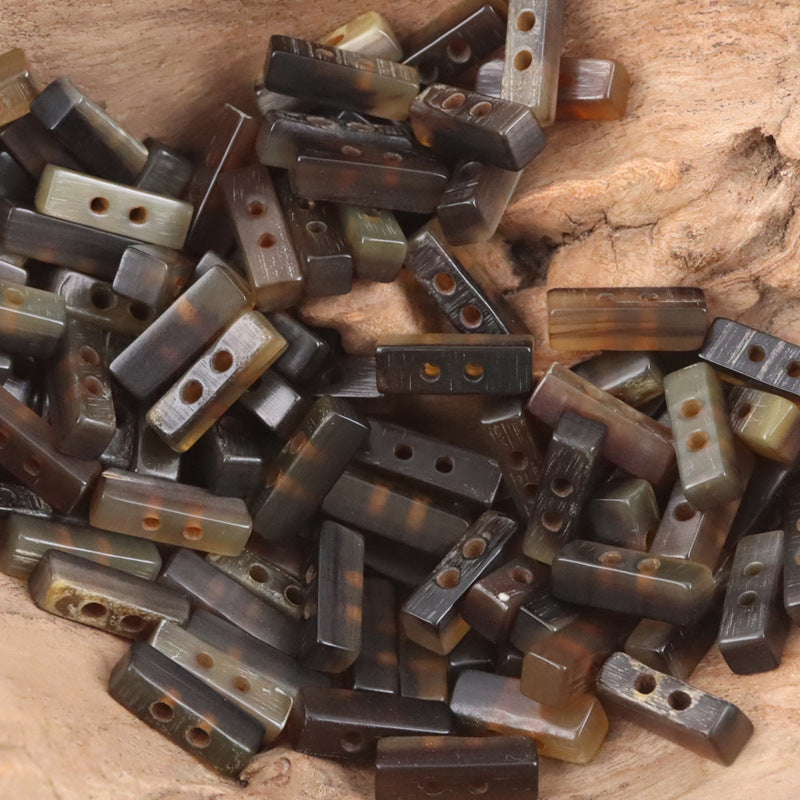Long Strip Coffee-Colored Natural Horn Toggle Buttons 10pcs Deep Coffee