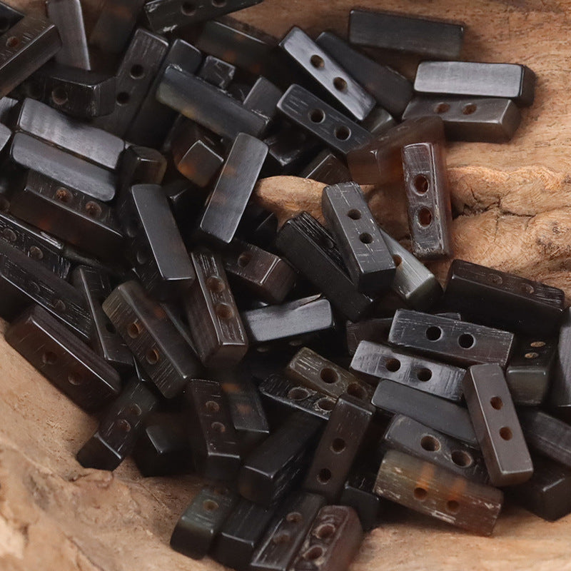 Long Strip Coffee-Colored Natural Horn Toggle Buttons 10pcs Dark Coffee