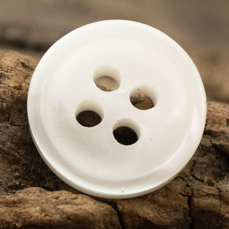 11.5mm White Khaki Imitation Wood Grain Resin Buttons 50pcs White