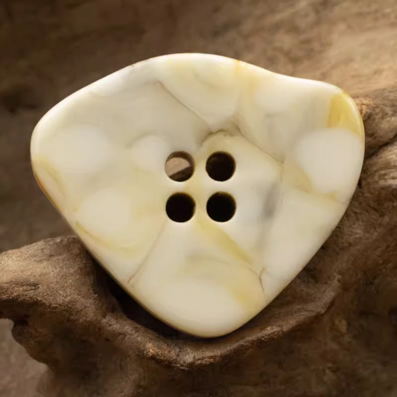 Large Amber Irregular Resin Buttons Imitation Marble Texture 10pcs Beige