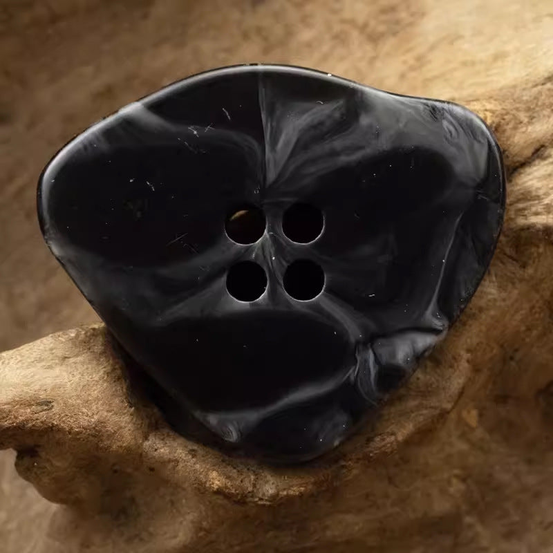 Large Amber Irregular Resin Buttons Imitation Marble Texture 10pcs Black