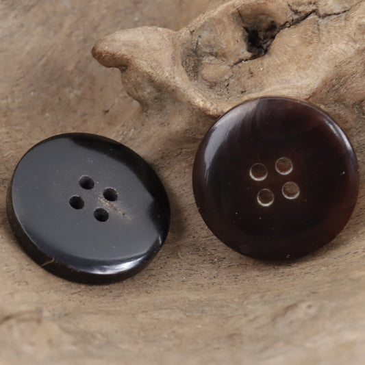 11.5mm - 30mm Flat Diagonally Cut Natural Real Horn Buttons 10pcs