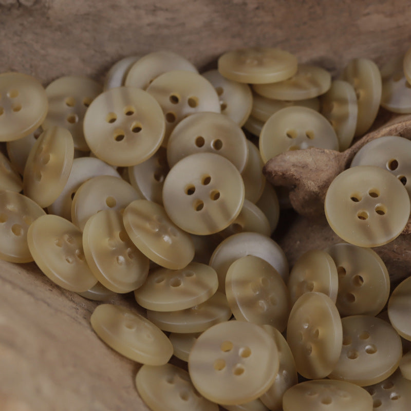 12.5mm Flat 4 Hole Coffee Resin Buttons for Summer Beach Shirts 80 Pack