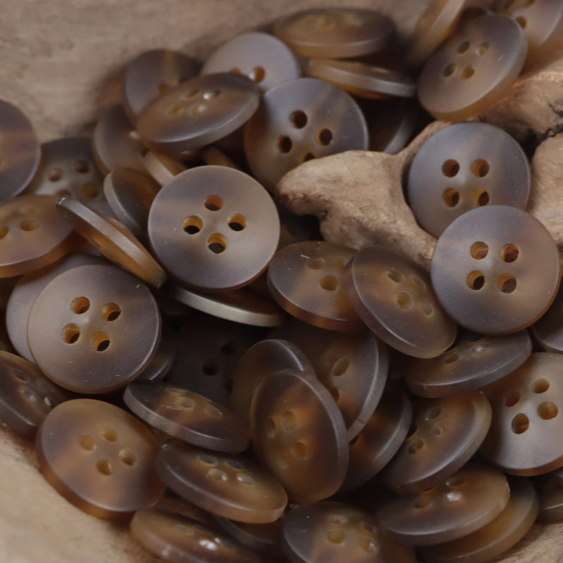 12.5mm Flat 4 Hole Coffee Resin Buttons for Summer Beach Shirts 80 Pack