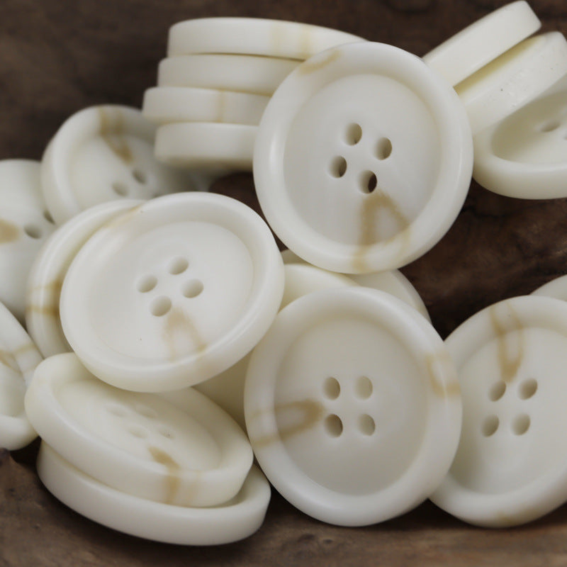 Beige Round Four-Hole Resin Buttons for Autumn Woolen Coats 30 Pack