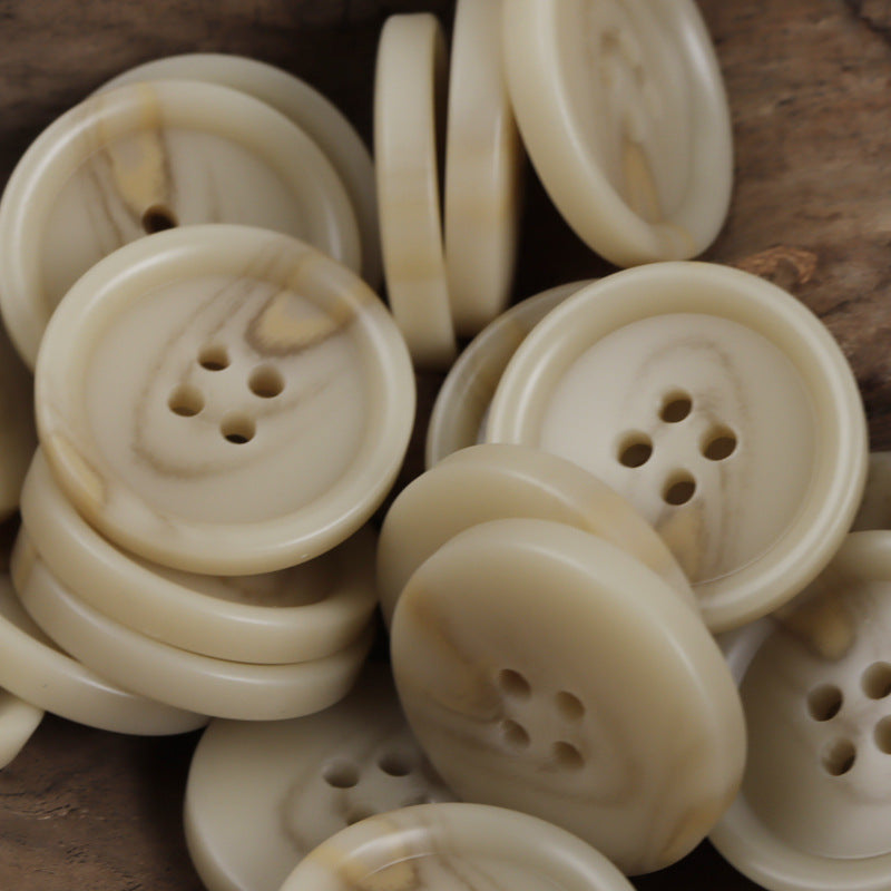 Beige Round Four-Hole Resin Buttons for Autumn Woolen Coats 30 Pack