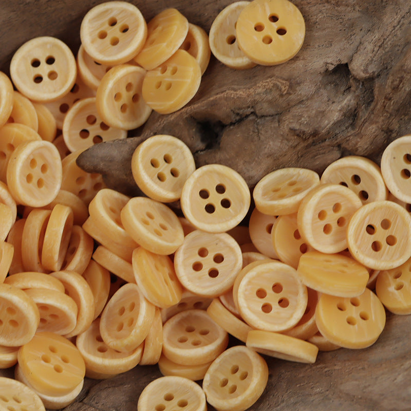 Round Wood-Like Resin Buttons for Casual Shirts Sweaters 50pcs Yellow