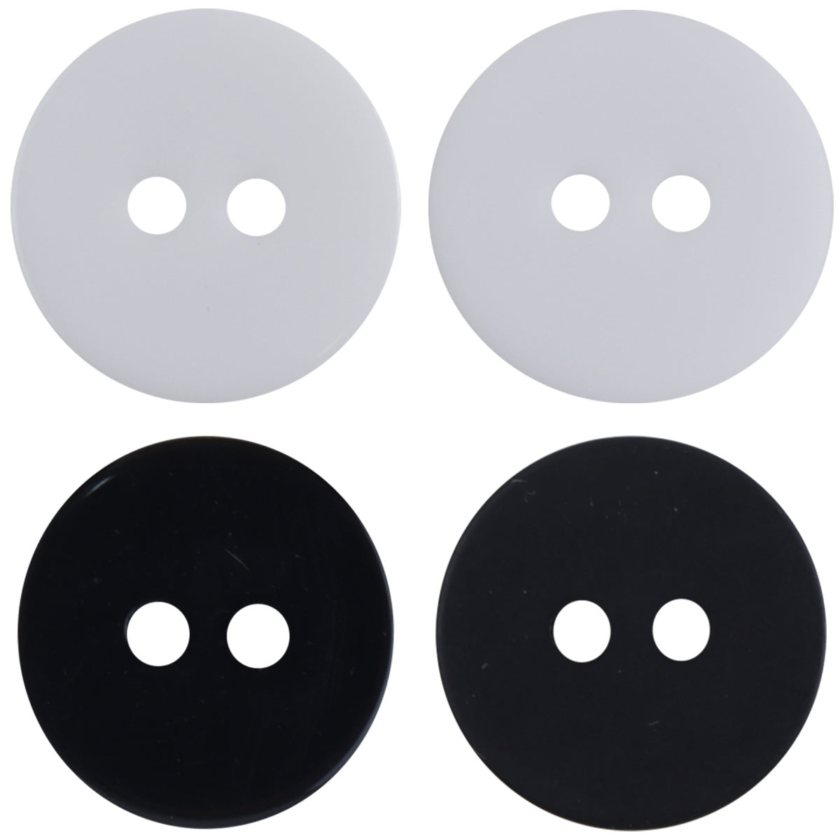 Simple Two-Hole Round Black and White Resin Buttons 40 Pack