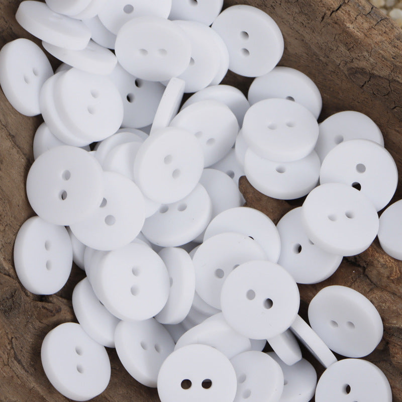 Simple Two-Hole Round Black and White Resin Buttons 40 Pack