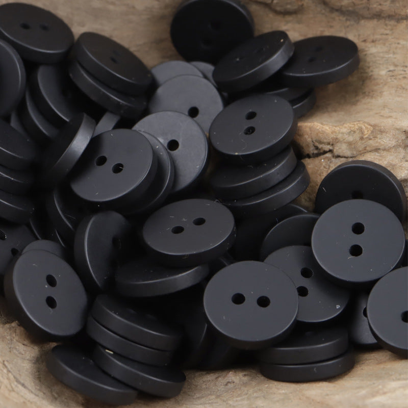 Simple Two-Hole Round Black and White Resin Buttons 40 Pack