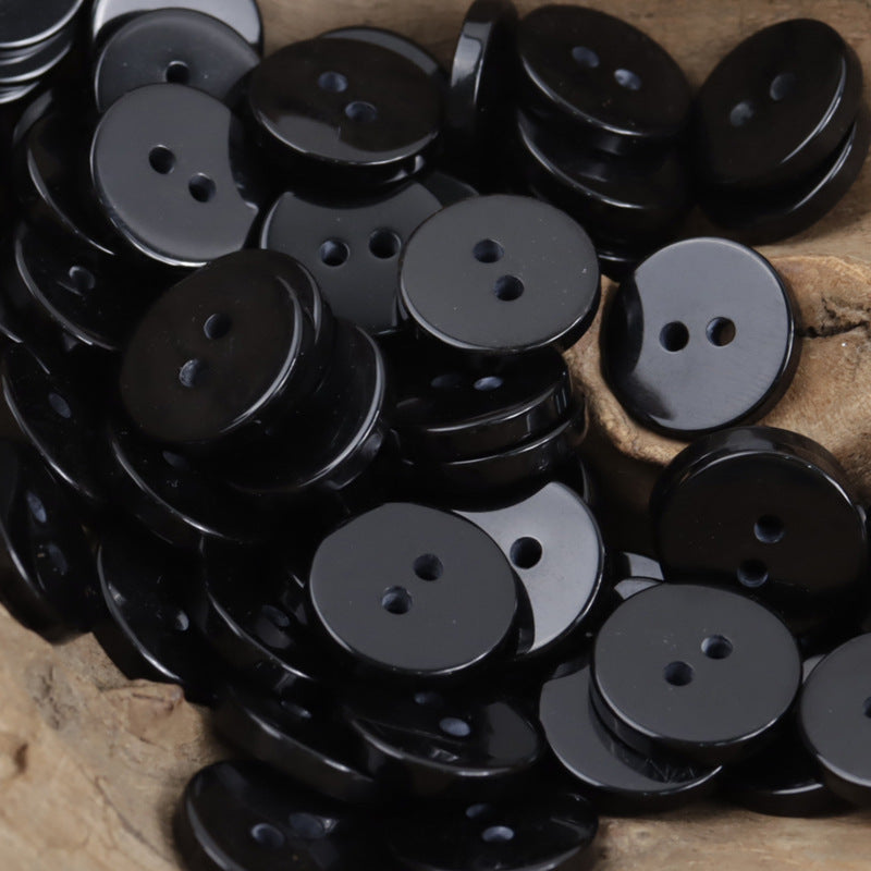 Simple Two-Hole Round Black and White Resin Buttons 40 Pack