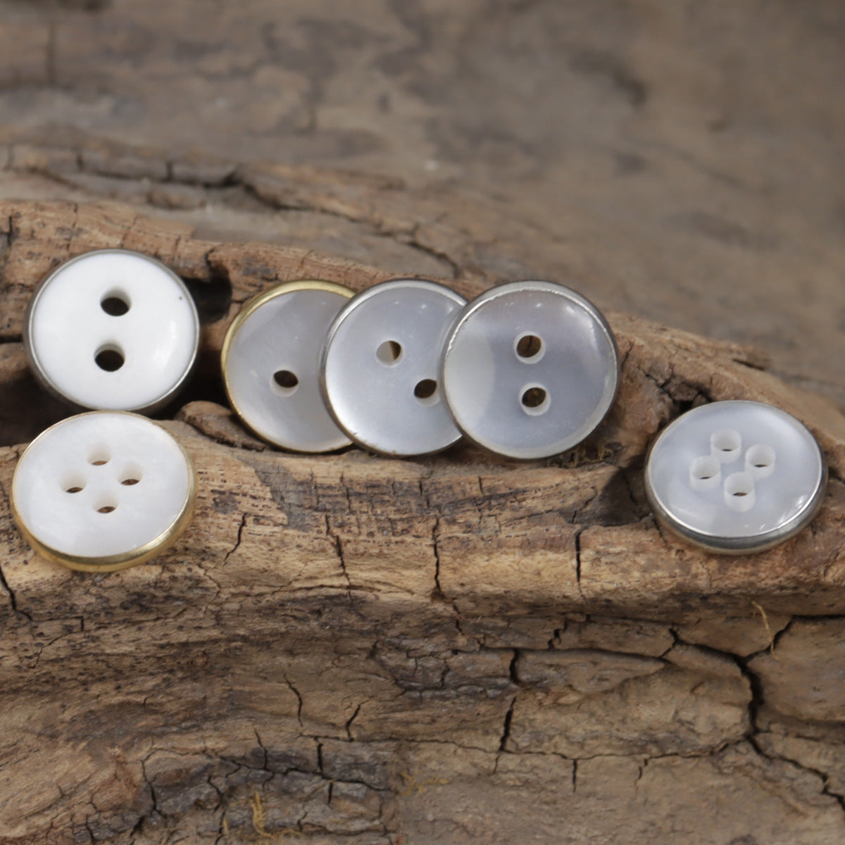 Lockstitch Imitation Shell Pattern Round Resin Buttons,50PCS