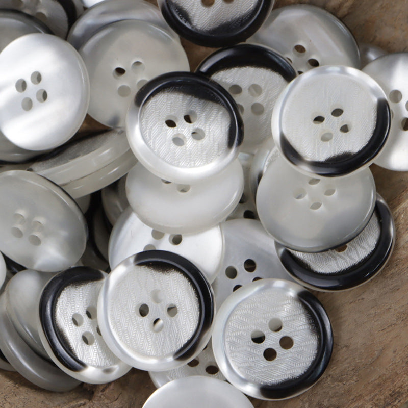 15mm/20mm Black and White Contrast Simple Resin Buttons 30 Pack