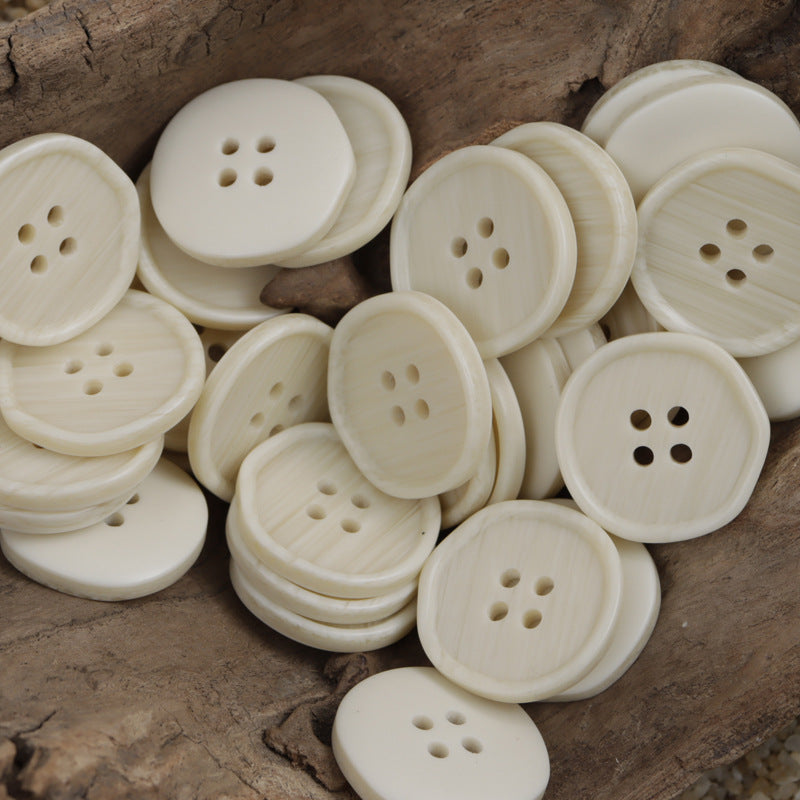 White, Black and Khaki Polygonal Wood Grain Resin Buttons 30 Pack