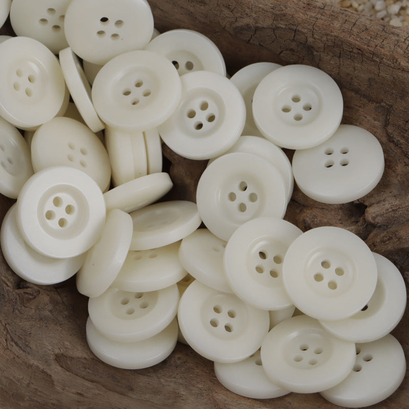White Green Red Black Wide Rim Four-Hole Resin Buttons 40 Pack