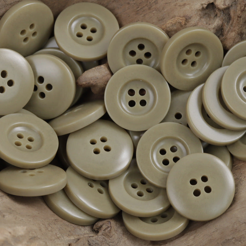 White Green Red Black Wide Rim Four-Hole Resin Buttons 40 Pack