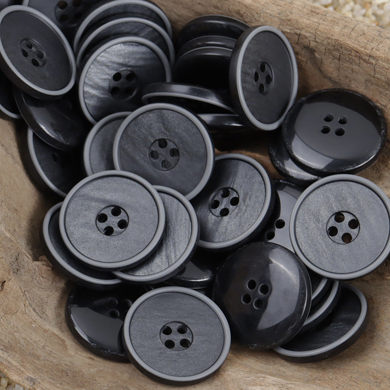 Round Matte Wood-Grain Resin Buttons for Khaki Casual Pants 30pcs Black