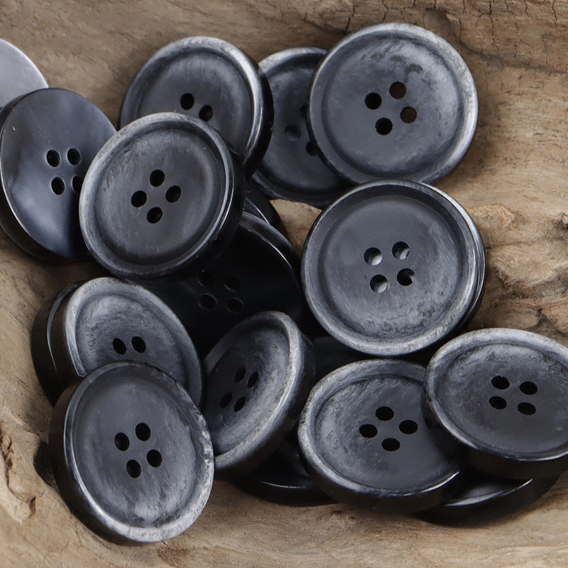 Vintage Gradient Double-Sided Resin Coat Buttons,20pcs Black