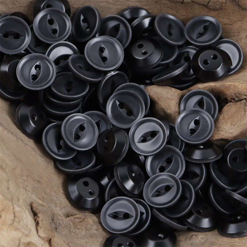 Black and White Fish-Eye Resin Buttons for Casual Commuter Shirts 50pcs Black