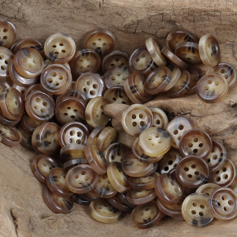 Black and White Fish-Eye Resin Buttons for Casual Commuter Shirts 50pcs Coffee