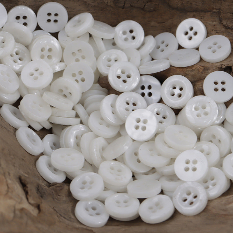 11.5mm Black and White Round 4-Hole Speckled Resin Buttons 100PCS White