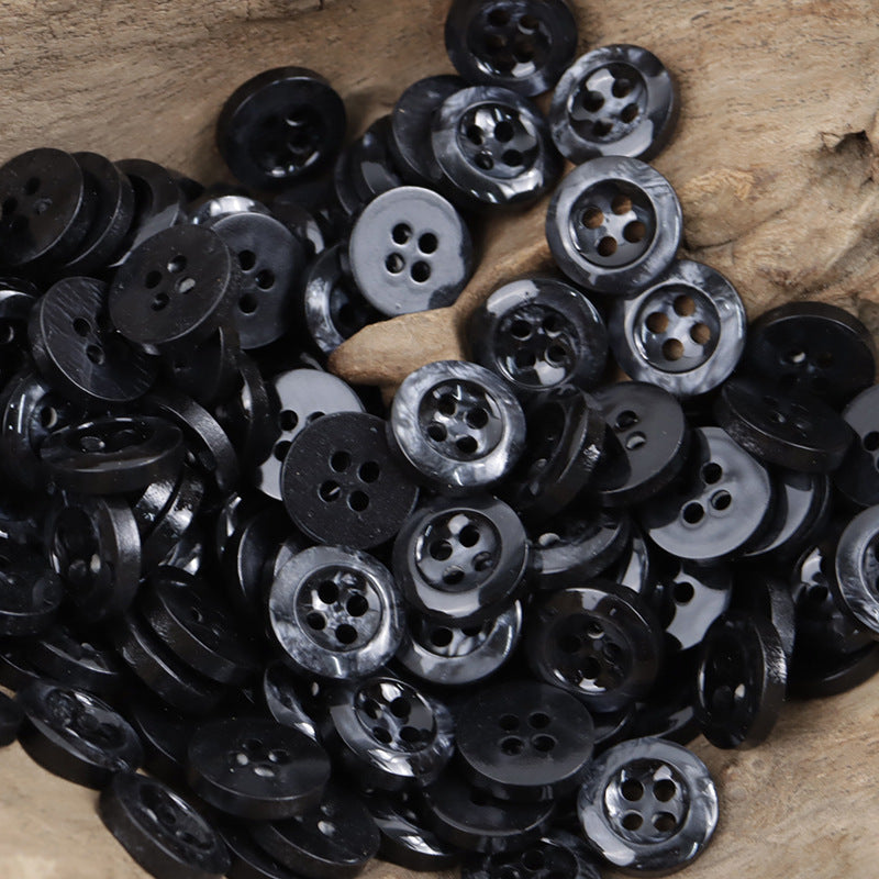 11.5mm Black and White Round 4-Hole Speckled Resin Buttons 100PCS Black