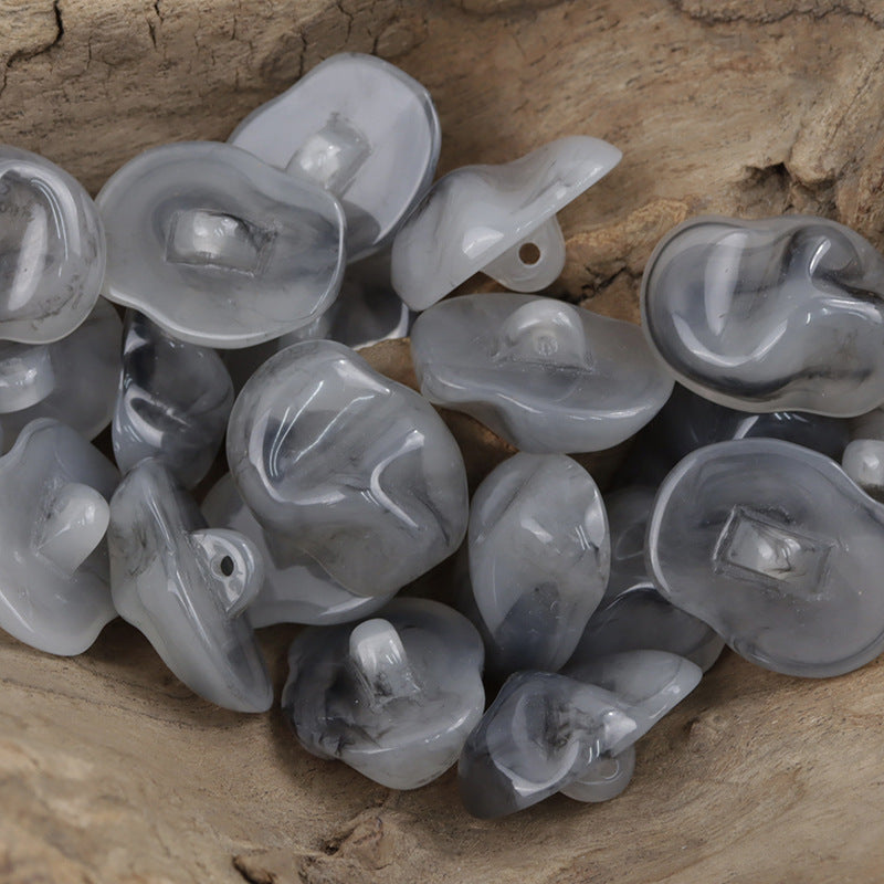 Irregular Imitation Jade Texture Translucent Resin Buttons,10pcs Gray