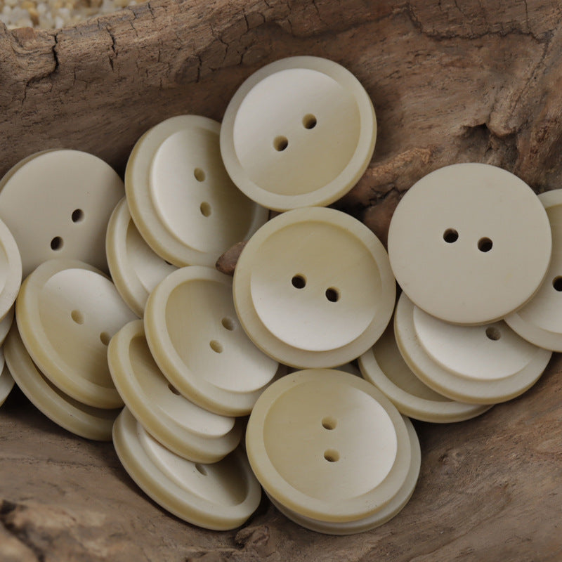 Round Gradient Brown Two Hole Resin Coat Buttons 30pcs Yellow