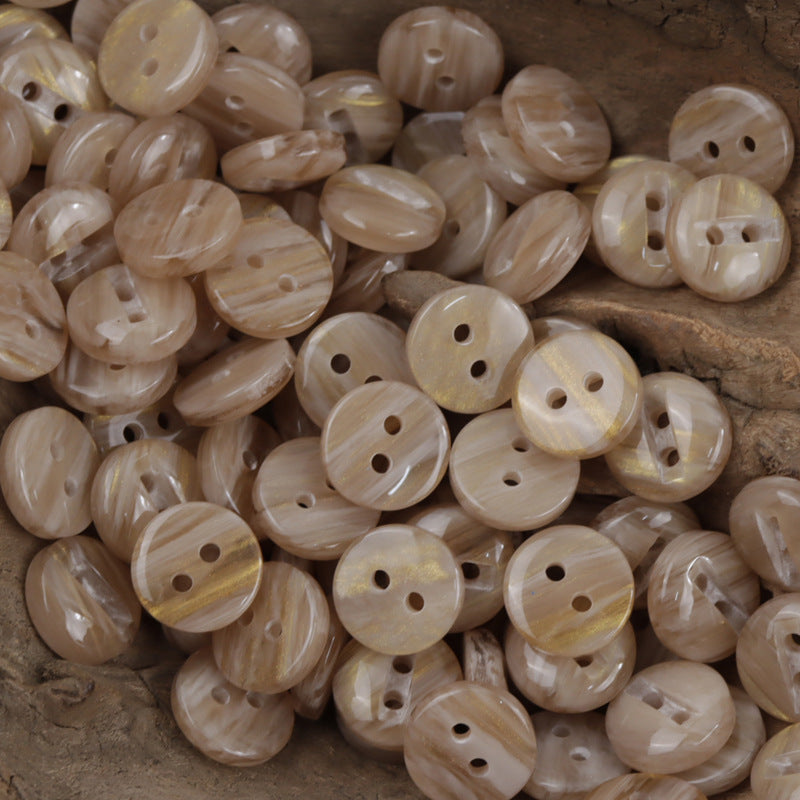 11.5mm Emerald Gold-Plated 2-Hole Resin Buttons 50 Pack