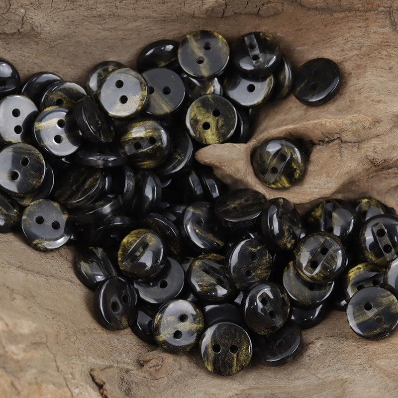 11.5mm Emerald Gold-Plated 2-Hole Resin Buttons 50 Pack