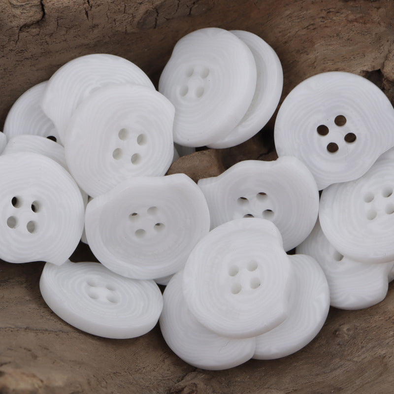 Resin Buttons with Missing Corners and Letters Faith & Hope 30pcs White