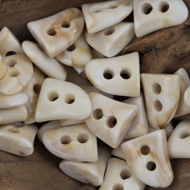 Irregular Triangle 2-Hole Resin Toggle Buttons for Bag,Shoe 30pcs Khaki