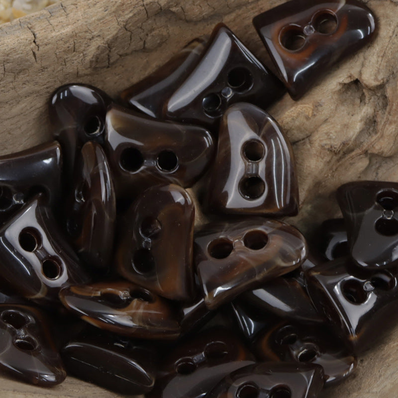 Irregular Triangle 2-Hole Resin Toggle Buttons for Bag,Shoe 30pcs Brown