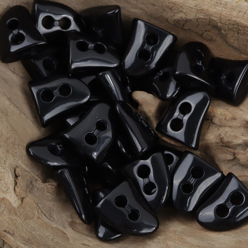 Irregular Triangle 2-Hole Resin Toggle Buttons for Bag,Shoe 30pcs Black