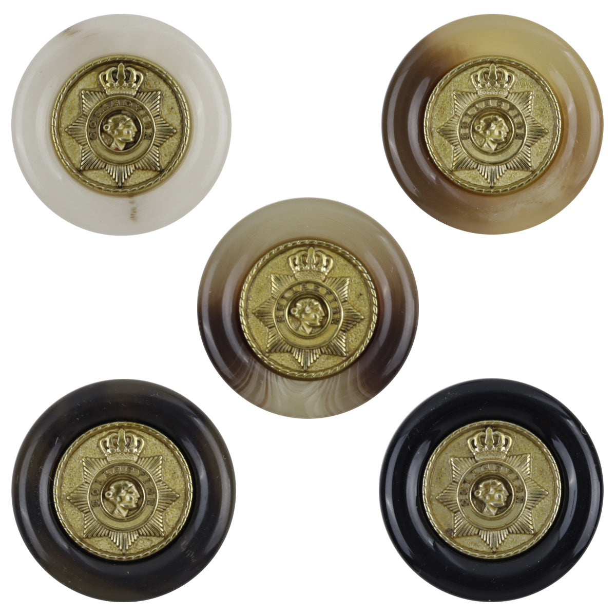 Metal Star Crown Pattern Decorative Resin Buttons for DIY Crafts 10pcs