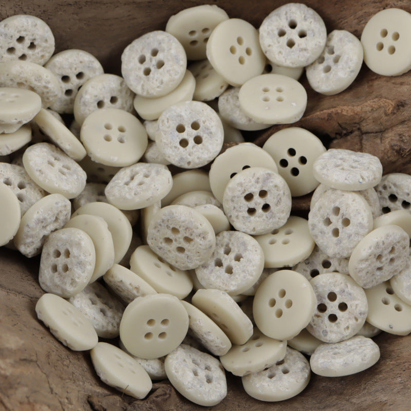 Moon Surface Texture Resin Buttons for Children DIY Crafts 50pcs Beige