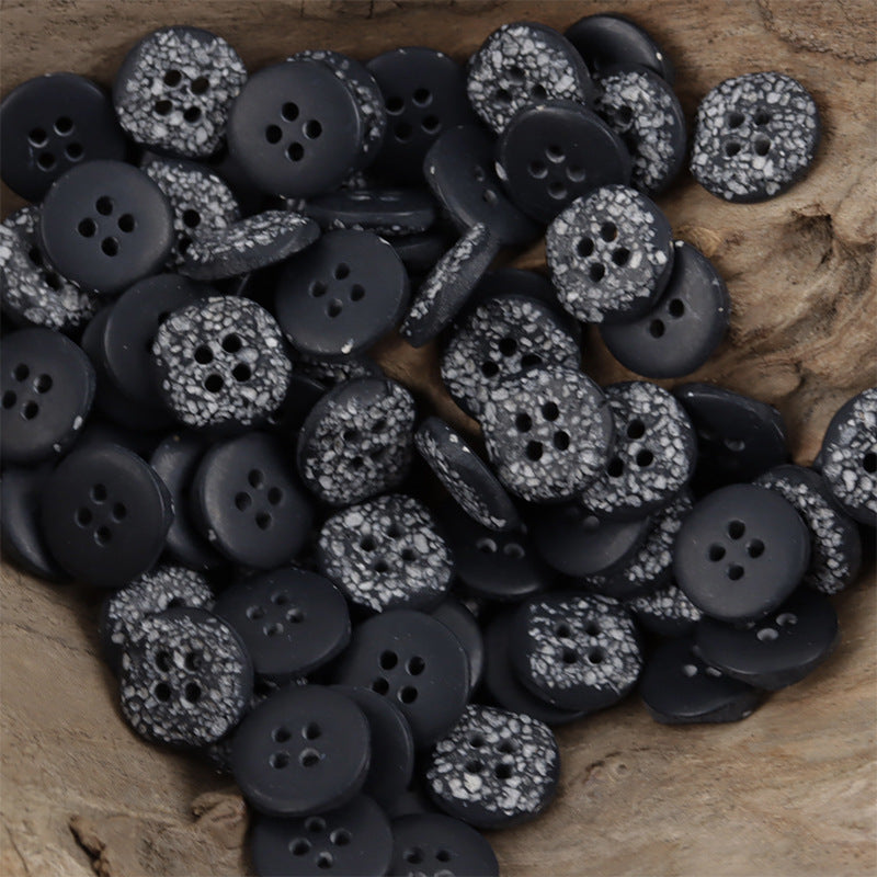 Moon Surface Texture Resin Buttons for Children DIY Crafts 50pcs Black