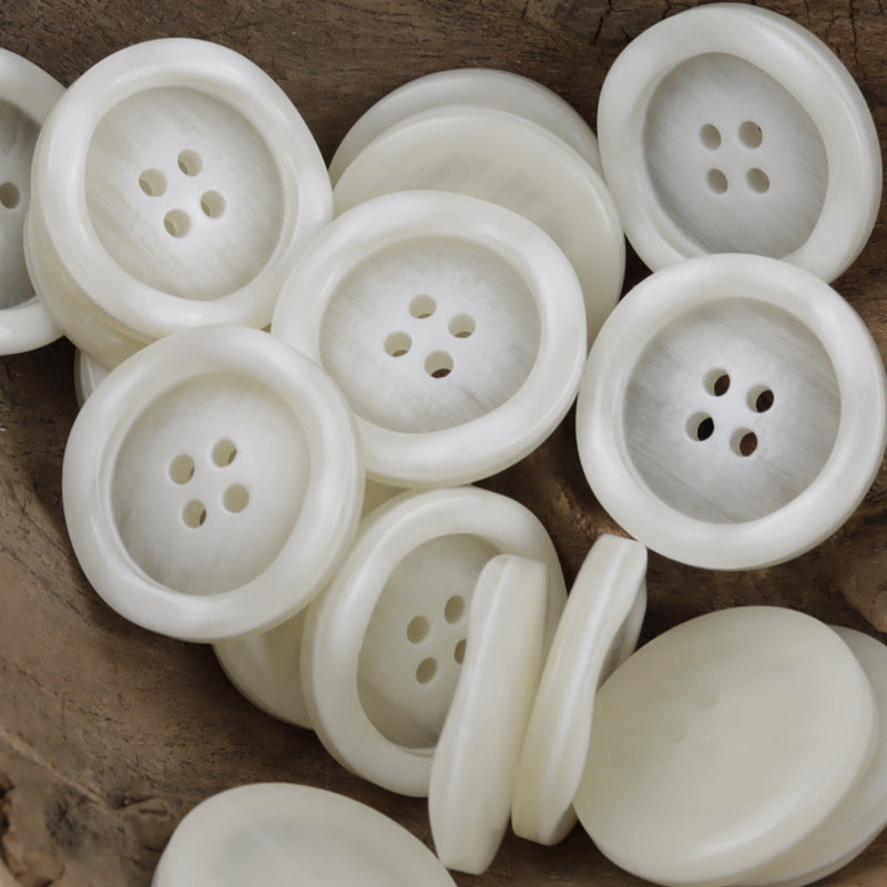 Irregular Lace Wood Grain Resin Buttons for Windbreakers Coats 30pcs White