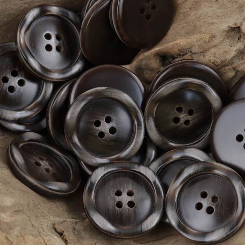 Irregular Lace Wood Grain Resin Buttons for Windbreakers Coats 30pcs Coffee