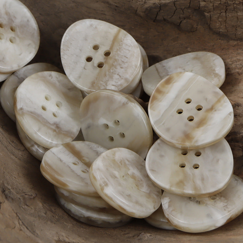 Irregular Light Khaki Wood Grain 4-Hole Resin Buttons 20pcs