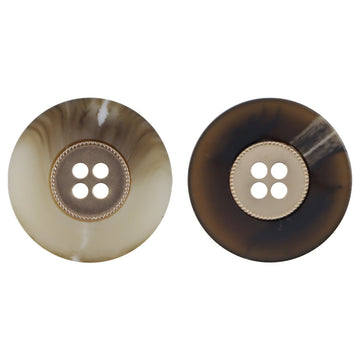 Vintage Brown Resin-Metal Combined Buttons for Cashmere Coats 10pcs