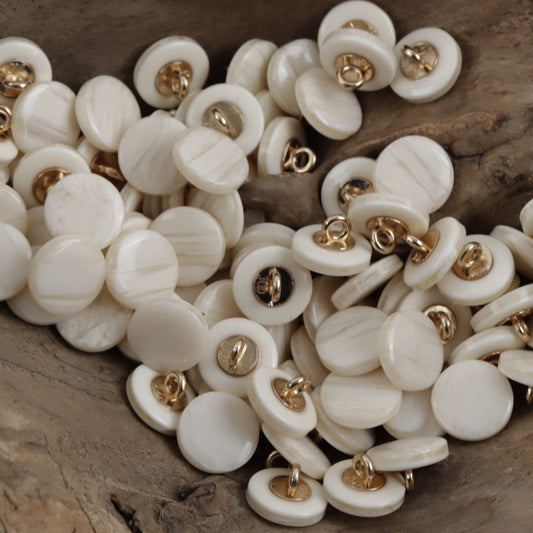 11.5mm Yellow Wood Grain Resin Buttons with Metal Shank 40pcs White