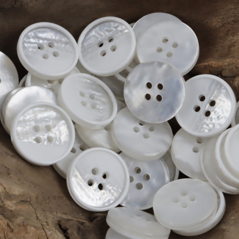 Gradient 4-Hole Resin Sewing Buttons for Gray Shirts Polo Dresses 30pcs White