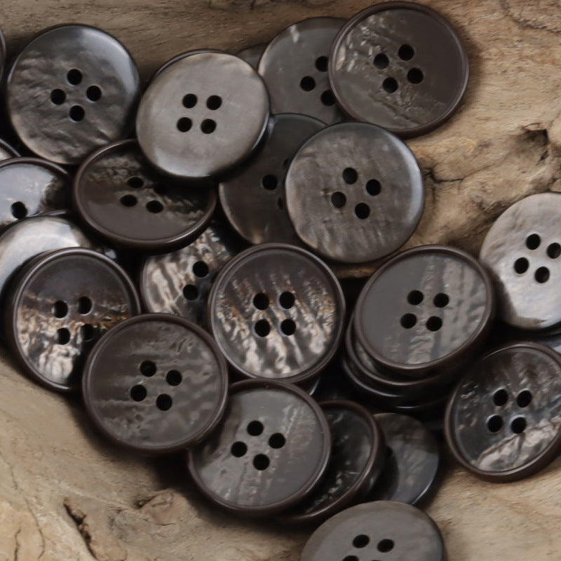 Gradient 4-Hole Resin Sewing Buttons for Gray Shirts Polo Dresses 30pcs Coffee