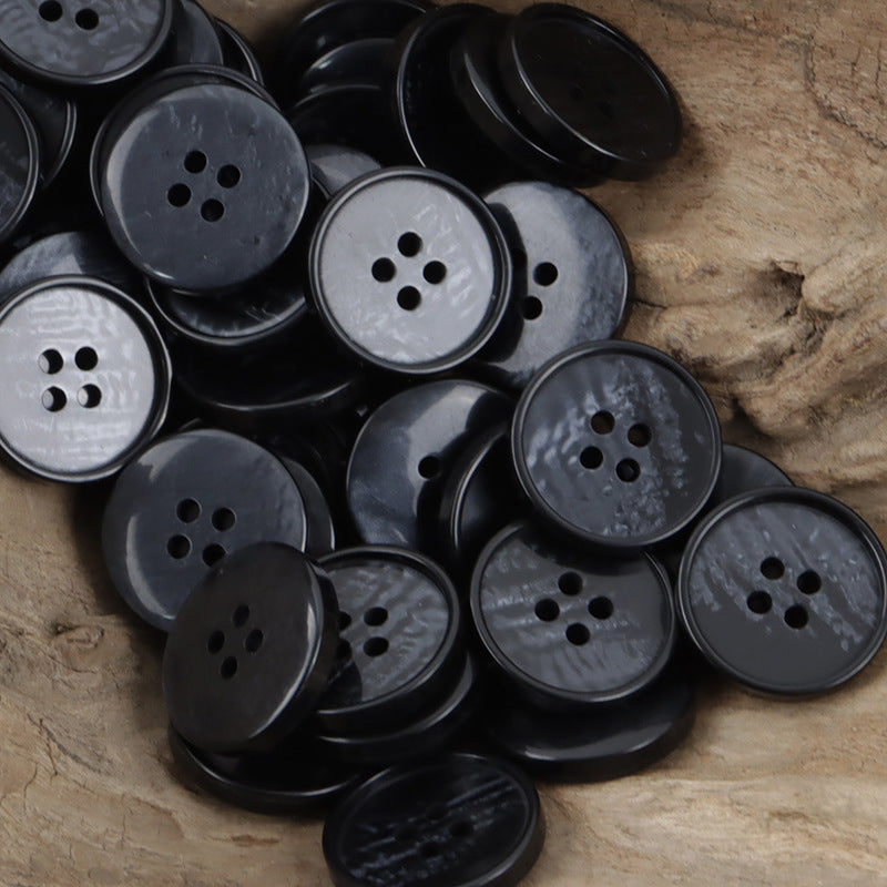 Gradient 4-Hole Resin Sewing Buttons for Gray Shirts Polo Dresses 30pcs Black