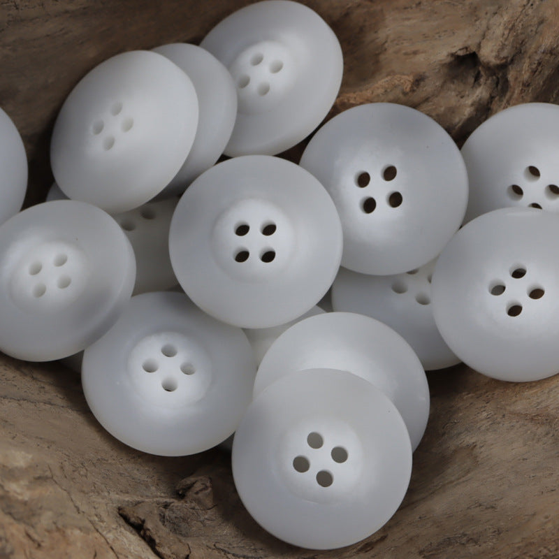 Classic Wide-Edged Resin Buttons Imitating Horn Pattern,50pcs White