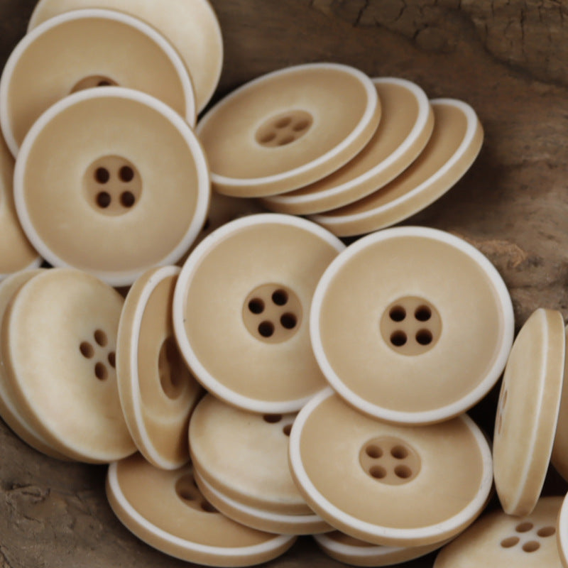 Round 4 Hole Distressed Washed Gradient Resin Buttons,20pcs Khaki